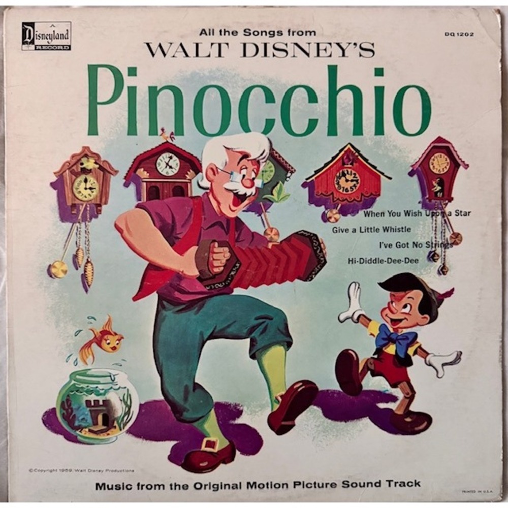 Walt Disney Pinocchio Vinyl Soundtrack Disneyland Record DQ-1202 1963